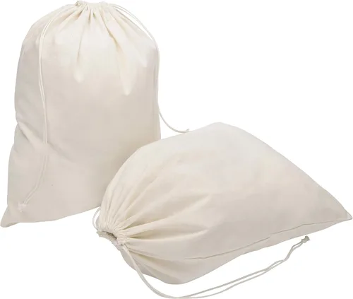 Vista 6 de Bolsas de 100 % algodón, muselina, con cordón ajustable para almacenamiento, 12 unidades, regalo para la despensa, Casual, Blanco