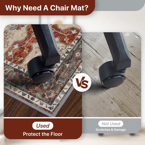 Vista 4 de Tapete para silla de oficina de 30 x 48 pulgadas para suelo de baldosas de madera dura, protector de alfombra debajo del escritorio para silla