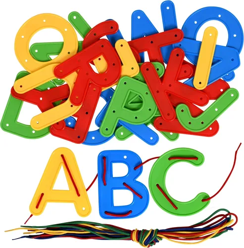 READY 2 LEARN Alfabeto de cordones | Mayúsculas | 26 letras | 8 cordones | Juguete de hilo para niños | Juguete de motricidad fina | Reconocimiento
