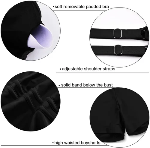 Vista 7 de Firpearl Trajes de baño tankini de talla grande para mujer, modesto control de abdomen de dos piezas con pantalón corto