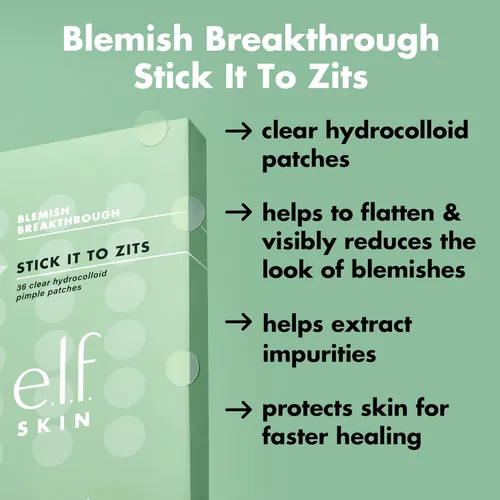 Vista 2 de e.l.f. SKIN Blemish Breakthrough - Parches de espinillas, ayuda a reducir el aspecto de manchas y curar, vegano y libre de crueldad, 36 parches