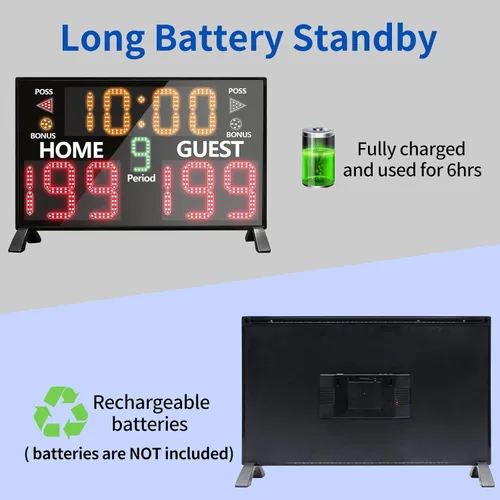Vista 3 de YZ Bigger LED Digital Scoreboard, Portable Basketball Scoreboard with Timer Clock, Electronic Scoreboard with Remote, Tabletop Scoreboard Clock