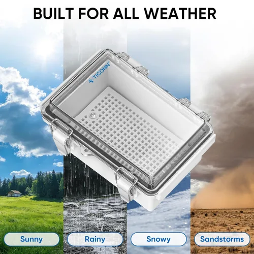 Vista 7 de TICONN - Caja de conexiones eléctricas impermeable IP67, recinto de plástico ABS con tapa con bisagras con placa de montaje, soportes de pared