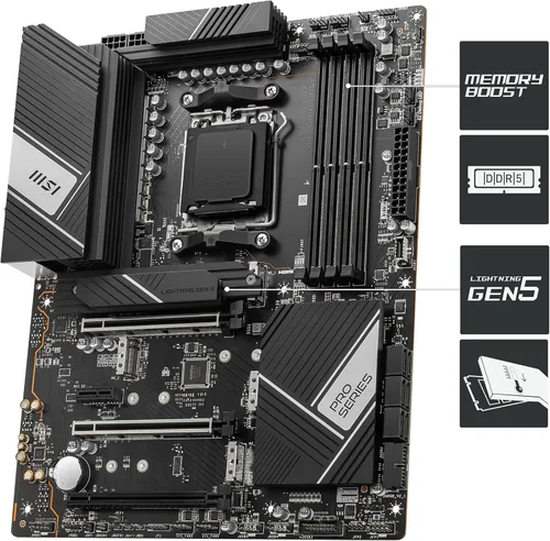 Vista 3 de MSI PRO X670-P WiFi ProSeries Placa base (AMD AM5, DDR5, PCIe 4.0, SATA 6Gb/s, M.2, USB 3.2 Gen 2, Wi-Fi 6E, HDMI/DP, ATX)