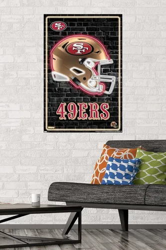 Vista 2 de NFL San Francisco 49ers - Póster de pared con casco neón 23, 34 pulgadas de largo x 22.4 pulgadas, versión sin marco