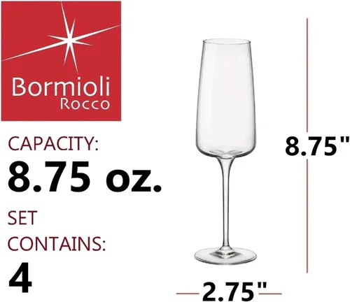 Vista 2 de Bormioli Rocco Planeo - Juego de 4 copas de vino espumoso y champán de 8.75 onzas