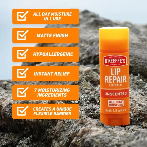 Vista 8 de O'Keeffe's Bálsamo labial reparador sin perfume para labios secos, agrietados - Barra (1 unidad) - Hidratante para labios muy secos