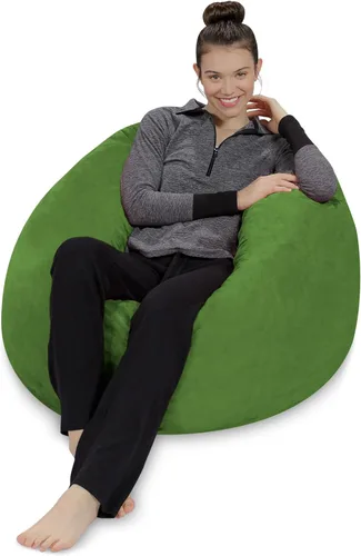 Vista 31 de Sofa Sack - Sillón puff: Puff de espuma viscoelástica de 3 pies, sofá mediano con funda de microfibra suave, color beige