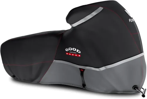 Vista 13 de Rosefray Funda para motocicleta 600D resistente para todas las estaciones, universal, impermeable, protección solar al aire libre, duradera, Negro