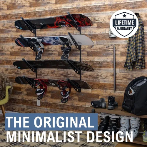 Vista 2 de StoreYourBoard Estante de esquí y snowboard, sistema de almacenamiento ajustable para 4 tablas, organizador de pared de garaje resistente para esquí