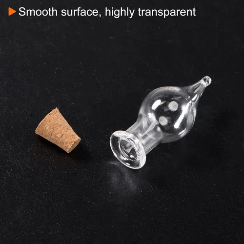Vista 5 de HARFINGTON 20 mini botellas de vidrio con tapones de corcho, pequeños frascos de vidrio en forma de un solo punto, pequeños frascos de vidrio