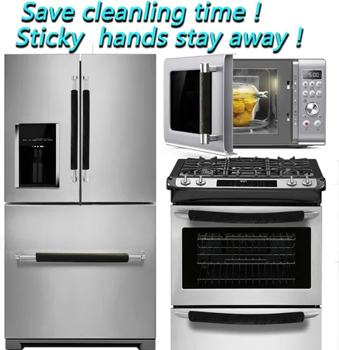 Vista 3 de Juego de 6 fundas para manijas de puerta de refrigerador, mango de tela de terciopelo lavable para nevera, microondas, estufa, lavavajillas, atrapa