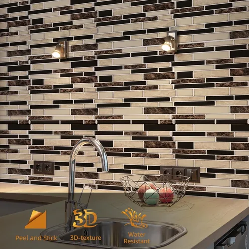 Vista 2 de WOWSTAR 10 hojas de azulejos para salpicaduras de cocina despegar y pegar, azulejos adhesivos para salpicaduras de cocina para pegar en la pared