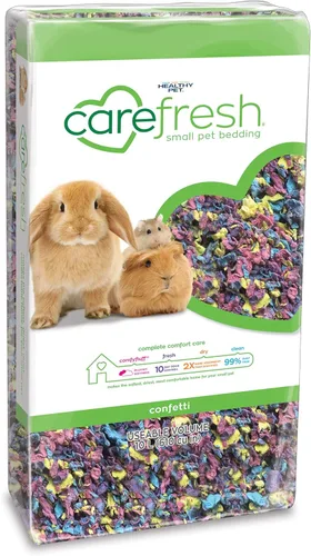 Carefresh Ropa de cama de papel natural confeti 99% libre de polvo para mascotas pequeñas con control de olores, 10 L