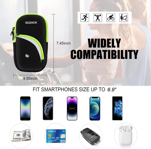 Vista 2 de Brazalete para teléfono celular para correr, entrenamiento, ejercicio, deportes, bandas de brazo, bolsa de bolsa, brazalete para correr para iPhone