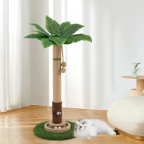 Woochpet Poste rascador para gatos de 35 pulgadas de alto, torre rascador de árbol para gatos de interior con agujero para mouse de juguete para