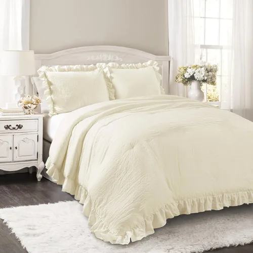 Vista 8 de Lush Decor - Juego de edredón, ropa de cama suave con volantes y funda a juego, elementos acogedores, elegante decoración para el dormitorio
