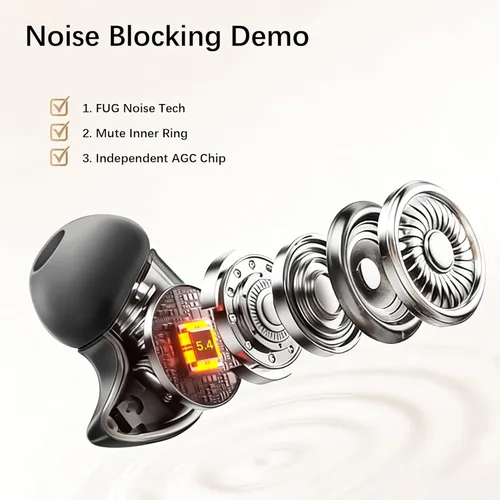 Vista 6 de Auriculares para dormir de 53 dB, reducción de ruido de alta frecuencia, matriz de 8 micrófonos y tecnología de filtrado híbrido dual, tiempo