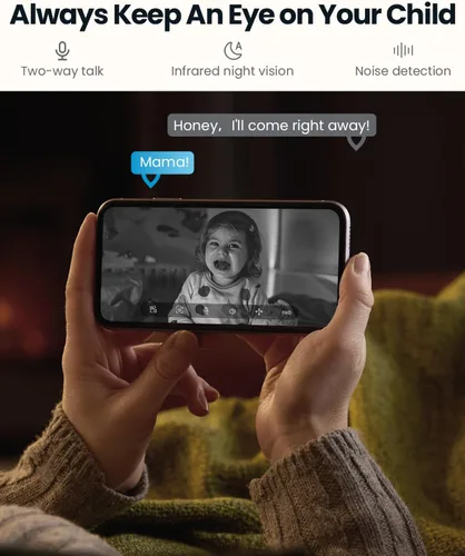 Vista 6 de ieGeek - Cámaras de seguridad para el hogar de 2K, cámara para mascotas de 360° con seguimiento automático, detección de movimiento y sonido, visión