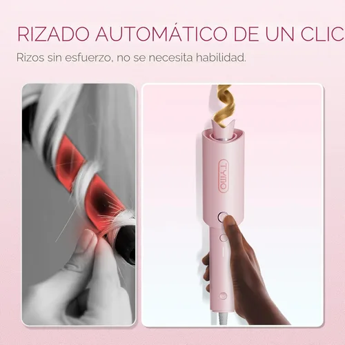 Vista 2 de TYMO Rizador Automático Giratorio - TYMO CURLPRO Varita de Rizos para Olas de Playa, Rizador de Pelo Portátil, 500 Millones de Iónico, Voltaje Dual