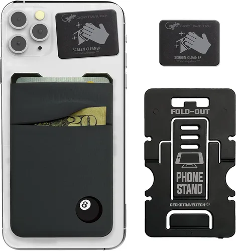 Vista 37 de Doble bolsillo - Soporte adhesivo para tarjetas - Bolsa para teléfono celular - Bolsillo de licra - Lleva tarjetas de crédito y dinero en efectivo