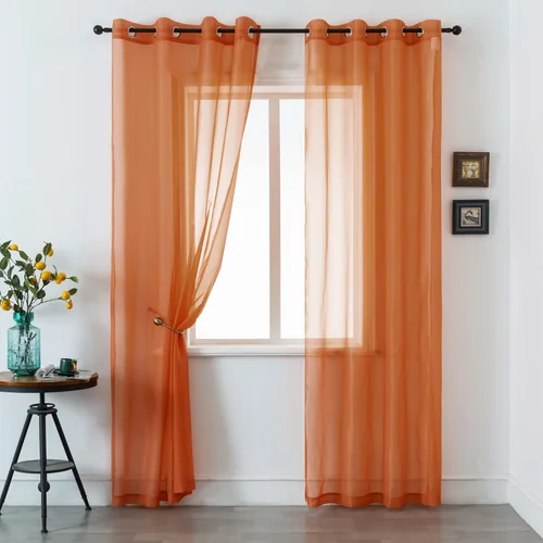 Vista 39 de Cortinas traslúcidas de 108 pulgadas para sala de estar, dormitorio, apartamento, ventana, 2 paneles con ojales, cortinas semitransparentes