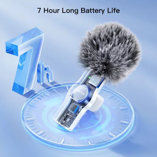 Vista 3 de Leettus 2pcs Micrófono Inalámbrico Lavalier para iPhone iPad Grabación de Video, Mini Micrófono para Transmisión en Vivo de Juegos, Entrevistas