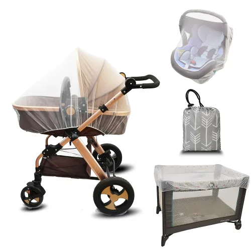 Vista 9 de Mosquitero para cochecito para bebé, cosido en bolsa, mosquitero para niños pequeños con bolsa de almacenamiento, red de malla para asiento de Negro