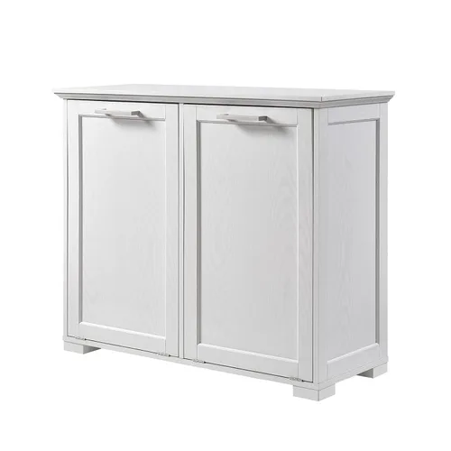 Vista 7 de OLD CAPTAIN Gabinete de basura de doble inclinación, cubo de basura de madera para cocina, soporte de pie (blanco)..