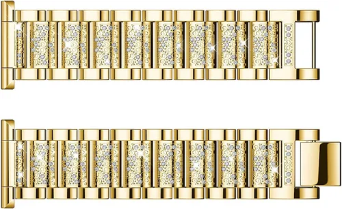 Vista 3 de Bandas de joyería compatibles con Fitbit Versa, pulsera de diamantes de imitación de repuesto para mujer (dorado)