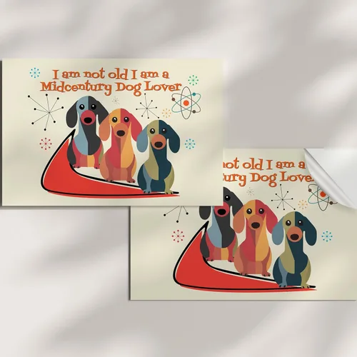 Vista 2 de Mid-Century Wall Art with Atomic Dogs Bar Wall Art Retro Dog & Beer Sticker Peel and Stick Decor Printed on a Removable self-Adhesive