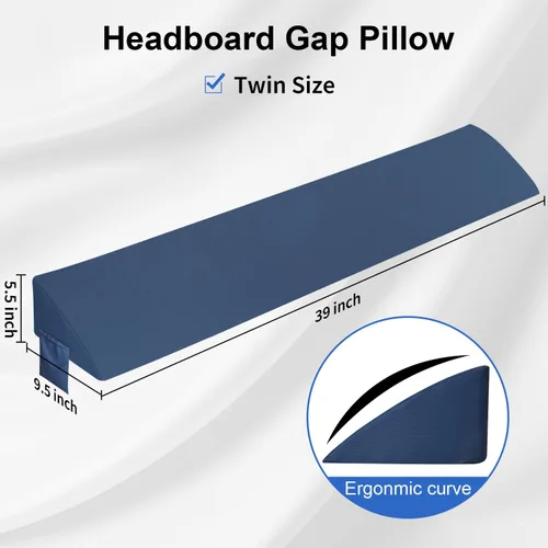 Vista 4 de Almohada de cuña para cama de tamaño individual – Relleno de huecos de cama para colchón con cabecera que cierra el espacio de 0 a 6.5 pulgadas