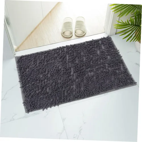 Vista 2 de 1pc Water Absorbent Non-Slip Chenille Mat Bathroom Rug Decorative Floor Mat Taupe for Home