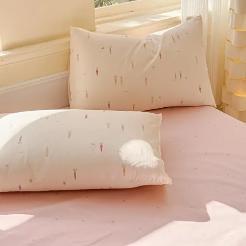 Vista 4 de LIWHENHAO Juego de funda de edredón, 100% algodón, estampado de dibujos animados para niños (zanahoria bebé, individual (68 x 86 pulgadas)