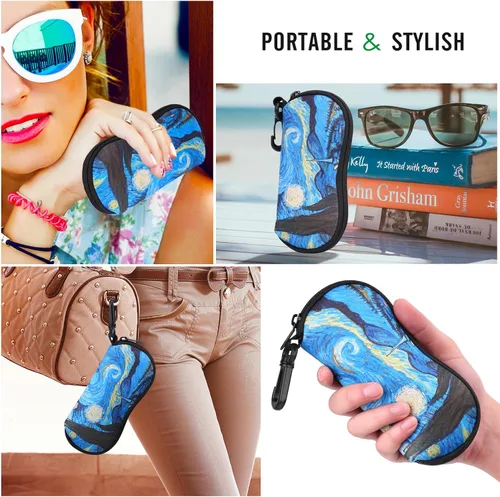 Vista 6 de MoKo - Estuche suave, ultra ligero, de neopreno, para lentes de sol, con cremallera y clip para cinturón