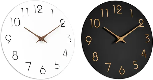 Mosewa Reloj de pared con pilas, silencioso, sin tictac, estilo minimalista simple, decorativo para sala de estar, cocina, hogar, oficina, baño (10
