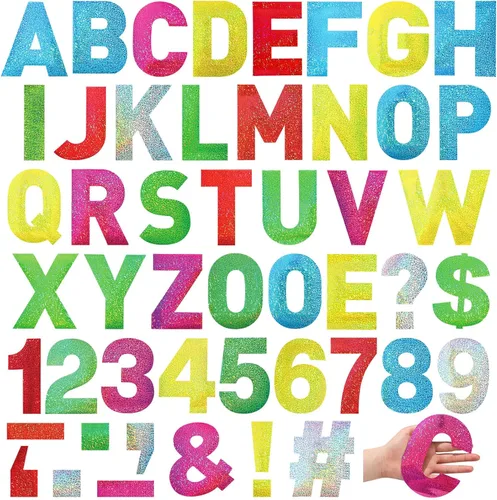 Seajan 184 Piezas Calcomanías Adhesivas Reflectantes de Números y Letras Paquete 6" Letras Gigantes Grandes Telón de Fondo DIY Vinilo Autoadhesivo