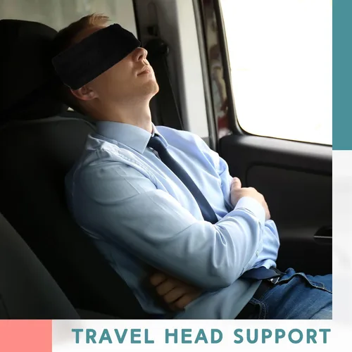 Vista 5 de Xtinmee 2 almohadas de viaje para dormir, reposacabezas de avión, correa para la cabeza de avión, almohada de viaje, banda de apoyo para dormir