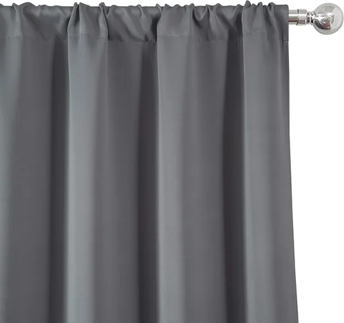 Vista 7 de LEMOMO Cortinas opacas grises, 52 x 84 pulgadas, juego de 2 paneles de cortinas opacas con aislamiento térmico para oscurecer la habitación