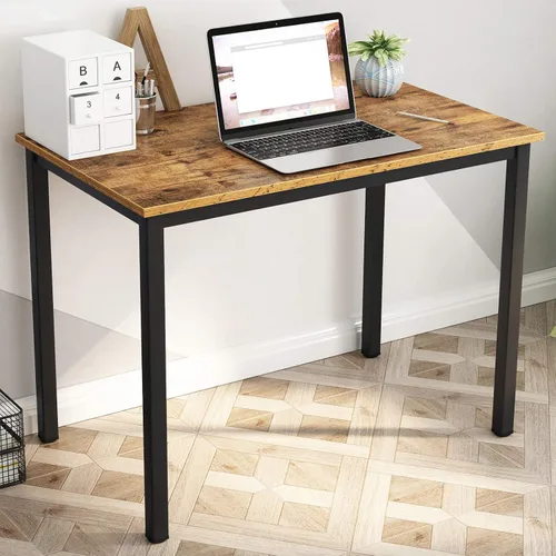 Vista 56 de DlandHome Escritorio pequeño para computadora de 31.5 pulgadas, mesa de escritura para espacios pequeños, mesa de estudio, escritorio para Negro