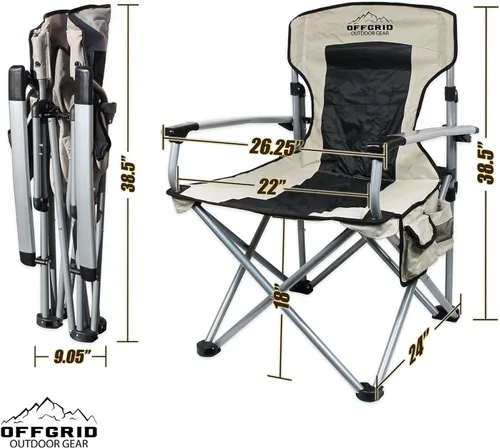 Vista 3 de Raptor Series OFFGRID - Silla portátil plegable para acampar con bolsa de transporte, resistente, de gran