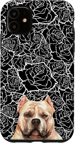 Vista 8 de Funda para iPhone 16 American Bulldog Bully Dog Rose Flower Negro Blanco