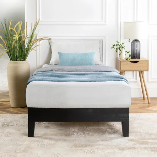 Vista 28 de Mellow Naturalista Classic - Cama de plataforma de madera maciza de 12 pulgadas con listones de madera, no necesita somier, fácil montaje