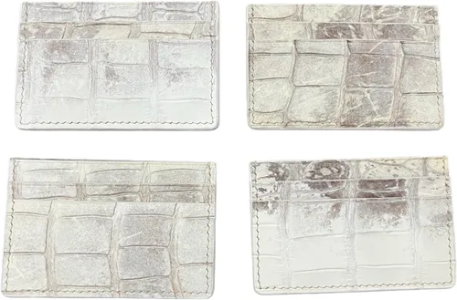 Vista 7 de Tarjetero de piel de cocodrilo hecho a mano, estuche minimalista para tarjetas, cartera delgada para tarjetas, elegante tarjetero para hombres