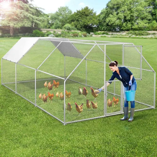 Vista 8 de DWVO Gallinero de madera maciza para 4 a 6 pollos, corral de madera al aire libre con 2 cajas nido, jaula de aves de corral, conejera, pato