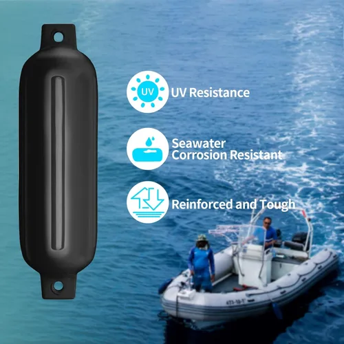 Vista 6 de Defensas de Barco Paquete de 4 4.5"/5.5"/6.5"/8.5" Defensas Marinas Inflables con Nervaduras con Líneas de Defensa 6.5ft Agujas y Bomba para Ojos