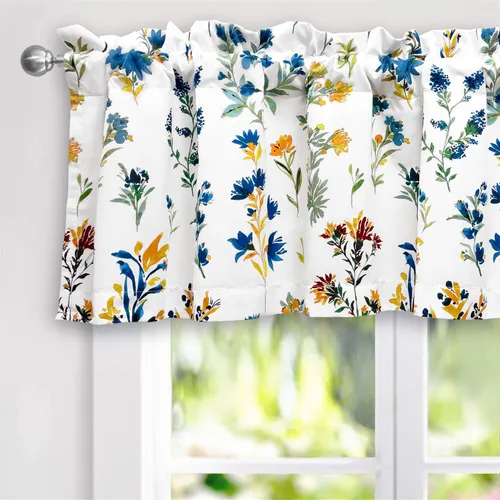 Vista 11 de DriftAway Sylvia - Cortina opaca con aislamiento térmico y estampado de acuarela, con estampado de hierbas botánicas florales, bolsillo para barra