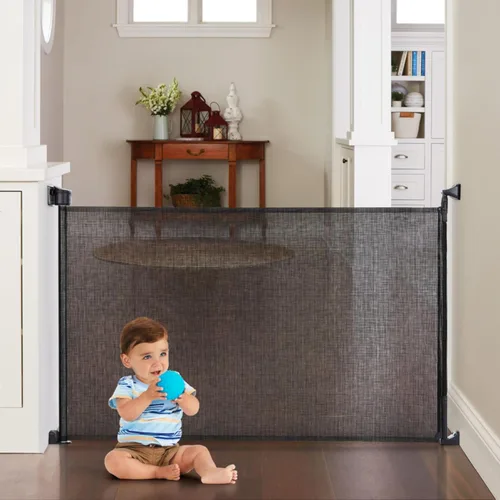 Toddleroo by North States - Puerta de malla retráctil para bebés: Puerta de bebé retráctil para interiores - Extra ancha hasta 55 pulgadas de ancho