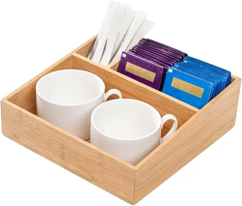 Vista 23 de Restaurantware - Organizador de condimentos de café de 9.5 x 4.25 x 2 pulgadas, 1 organizador rectangular de crema - 3 compartimentos, resistente a