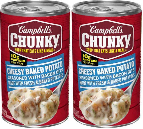 Vista 4 de Campbell’s Chunky - Sopa de papa horneada con queso cheddar y trozos de tocino, lata de 18.8 Oz